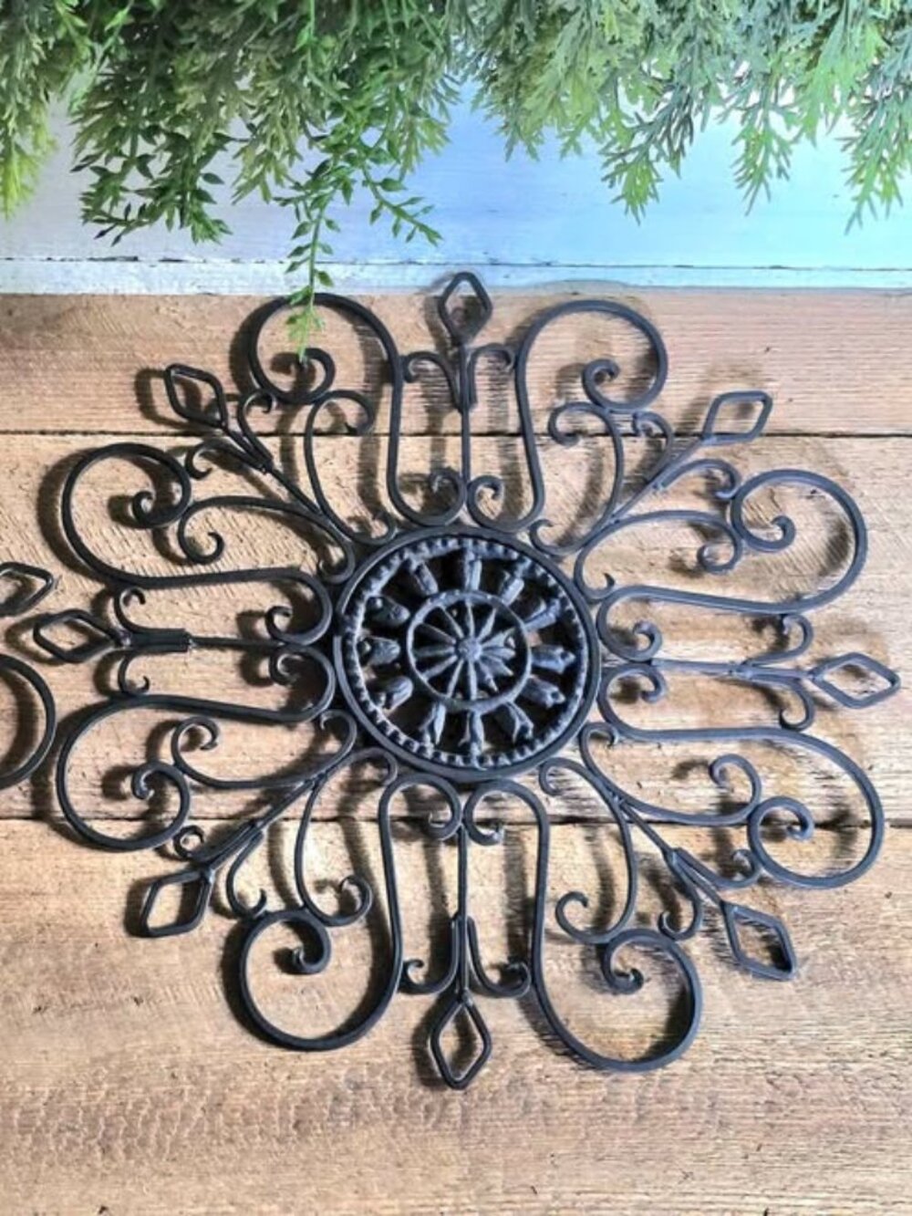 Ornate Metal Pair of Black Metal Wall Hangings - Picture 3 of 7